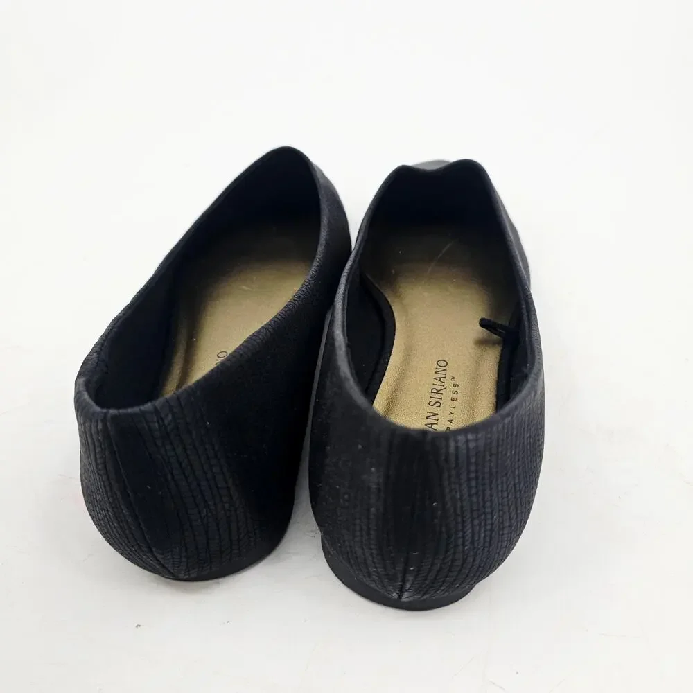 Christian Siriano Gigi Black Pointed Toe Ribbed Ballet Flat Shoe 8 W NEW - Picture 4 of 10